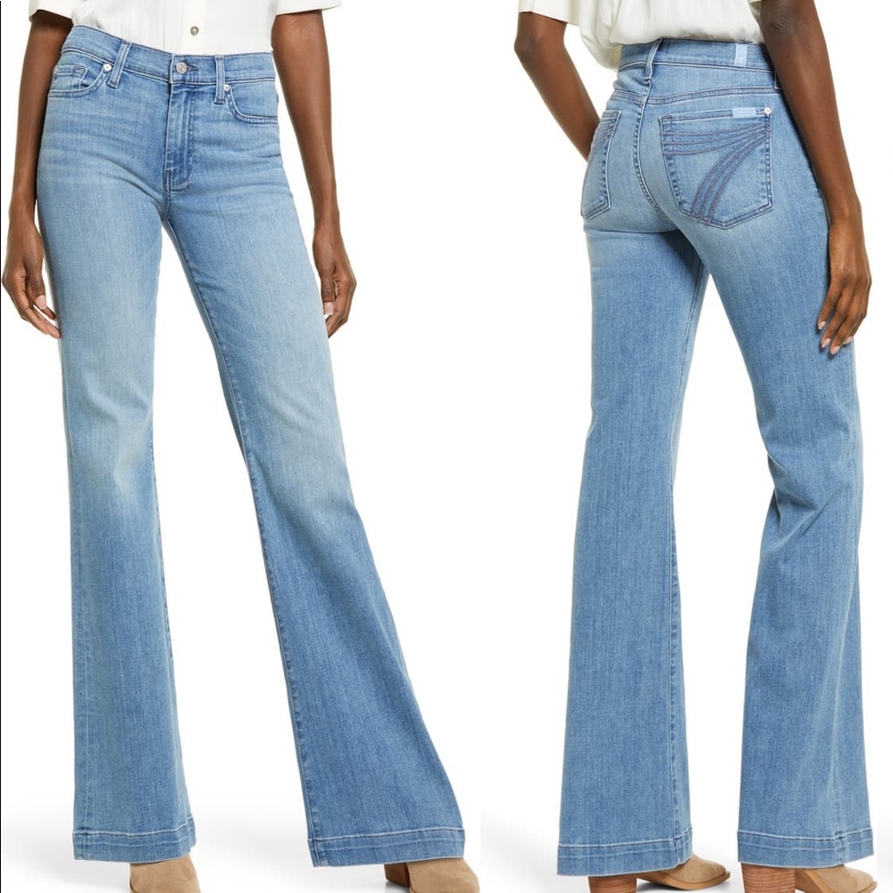 7 For All Mankind Dojo Tailorless Flare Leg Jeans 28
